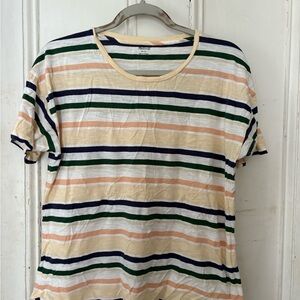 Madewell Striped Tee in Cream, Green, and Navy